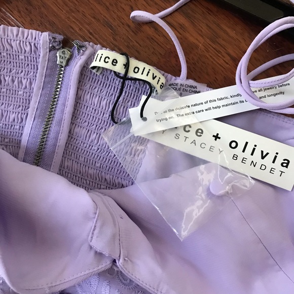 SOLD! NWT Alice + Olivia Shanti Eyelet Embroidery Button Front Dress Lavender - Picture 10 of 17
